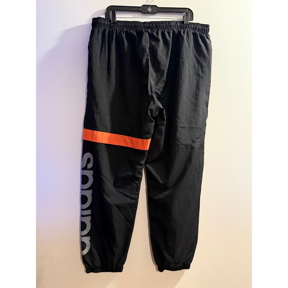 Adidas Mens Y2K Track Pants Black Orange Stripe Nylon Windbreaker Joggers 2XL - Picture 2 of 7
